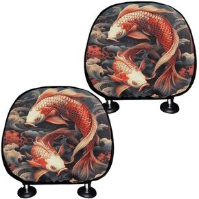 Rainbow Starry Sky Car Universal Polyester Headrest Covers Colorful Universe Outer Space Painting 2 Pack Headrest Covers Universal Fit for Most Cars Vans Trucks