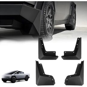 Mud Flaps for 2024+ Tesla Cybertruck- Splash Guards Reduce Stone Impacts [No Drilling Required] OEM Style ABS Fender Protection Front & Rear 4pcs Set