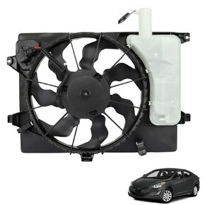 621-528 25380-3X100 Black Radiator Cooling Fan Assembly Replacement for 2011-2015 Elantra Coupe/Sedan/Gt HY3115133