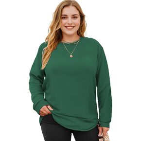 قميص حريمي بأكمام طويلة مقاس كبير من AURUZA، ملابس كاجوال كبيرة الحجم للنساء تي شيرت فضفاض تونيك بياقة دائرية وبلوزات أنيقة in Kuwait