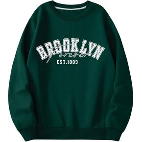 SHENHE Men's Letter Graphic Print Long Sleeve Crewneck Drop Shoulder Loose Sweatshirt