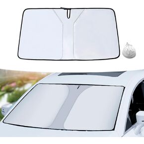 Pack-1 Car Windshield Sunshade, 55.9" x 31.4" Keep Your Car Cool Visor Sunshade, Foldable Reflective Blackout Panels for Most Cars SUVs (Painted Silver)
