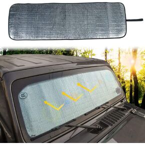 CheroCar for Jeep JL Windshield Sunshade Window Sun Shade for Jeep Wrangler JL JLU 2018-2022, for Jeep Gladiator JT 2020-2022,for Jeep Wrangler 4XE 2021