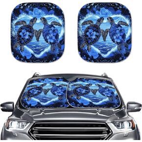 Wanyint Novelty American US Flag Windshield Sun Shade Foldable Windshield Sun Shade Set of 2 Pack, Car Front Window Sun Shade Blocks UV Rays - Keep Your Vehicle Cool SUV Truck Interior Accessories