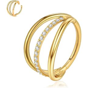 حلقات الأنف هوب 16G 316L الجراحية الصلب ثقب المجوهرات محارة هوب ث / الزركون، تصميم المفصلي سلس - الحلزون روك الفص القرط حلقات الشفاه الغضروف هوب القرط للنساء والرجال