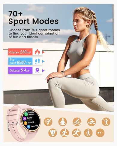 2024 ساعات ذكية للنساء [400+وجه ساعة/مكالمات/صحة أنثى] لهواتف Android وiPhone متوافقة، أجهزة تتبع الأنشطة والساعات الذكية للنساء، ساعات تتبع اللياقة البدنية للنساء أكثر من 70 وضعًا in Saudi Arabia