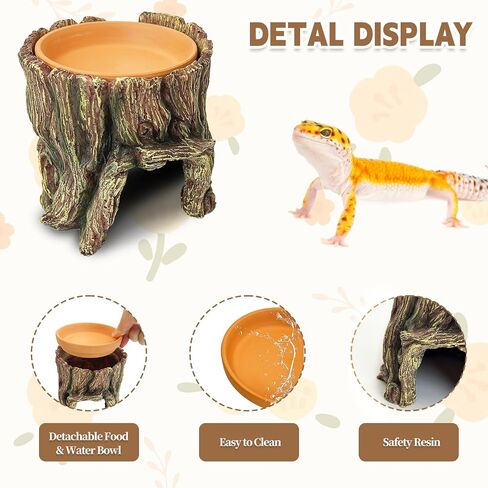 PINVNBY 2 in 1 Reptile Hide Cave with Removable Sump and Humidity Water Dish Reptiles Hideout Water Tank Accessories for Small Reptiles Gecko Leopard Gecko Lizard Snake Crabs in Saudi Arabia