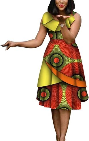 XIAOHUAGUA African Dresses for Women Wax Print Cotton High Waist Dresses Robe Lady Elegant Dress in Saudi Arabia