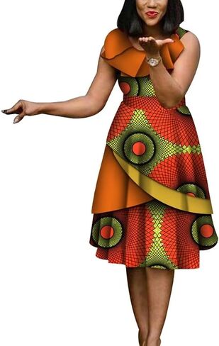 XIAOHUAGUA African Dresses for Women Wax Print Cotton High Waist Dresses Robe Lady Elegant Dress in Saudi Arabia