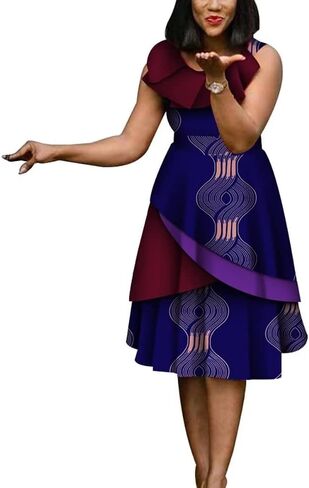 XIAOHUAGUA African Dresses for Women Wax Print Cotton High Waist Dresses Robe Lady Elegant Dress in Saudi Arabia