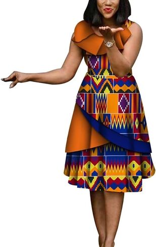 XIAOHUAGUA African Dresses for Women Wax Print Cotton High Waist Dresses Robe Lady Elegant Dress in Saudi Arabia