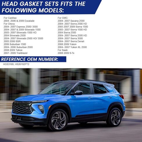 مجموعات حشيات الرأس مناسبة لسيارة Chevy Silverado/GMC Sierra 1500/HD/2500/HD/3500، Cadillac Escalade، Saab 9-7X، Savana 2500/HD Denali Yukon OEM HGS3169، HS26192PT2 in Kuwait