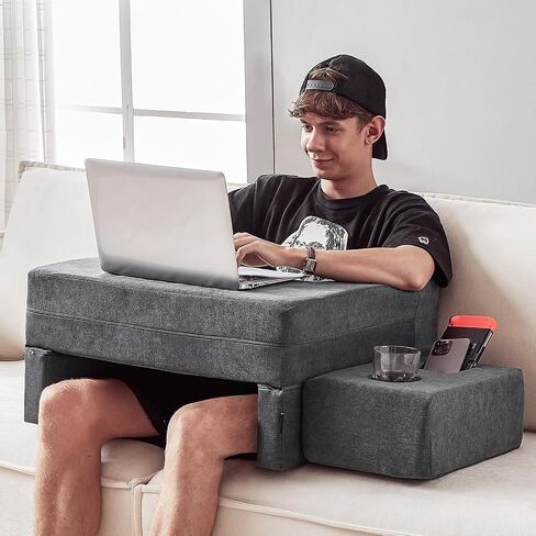 Reading Pillow for Gaming, Lap Desk for Laptop, Memory Foam Gaming Pillow for Lap, Lap Laptop Desk with Back Rest Pillow, Lap Cushy Desk for Reading Working or Crocheting(Grey) in Kuwait