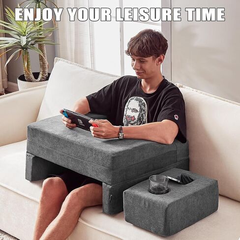 Reading Pillow for Gaming, Lap Desk for Laptop, Memory Foam Gaming Pillow for Lap, Lap Laptop Desk with Back Rest Pillow, Lap Cushy Desk for Reading Working or Crocheting(Grey) in Kuwait