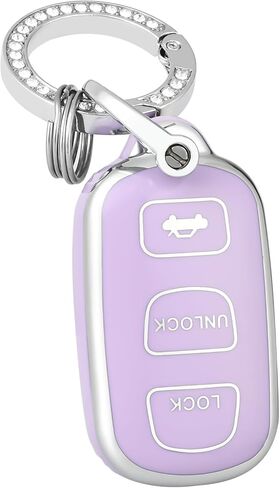OFFCURVE Key Fob Cover with Keychain for Toyota, Soft TPU Car Key Case Protector for 2002-2006 Camry / 2002-2003 Solara Keyless Entry Remote, Silver Purple in Kuwait