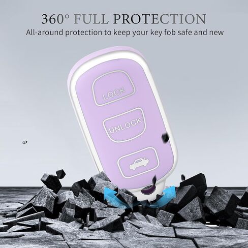 OFFCURVE Key Fob Cover with Keychain for Toyota, Soft TPU Car Key Case Protector for 2002-2006 Camry / 2002-2003 Solara Keyless Entry Remote, Silver Purple in Kuwait