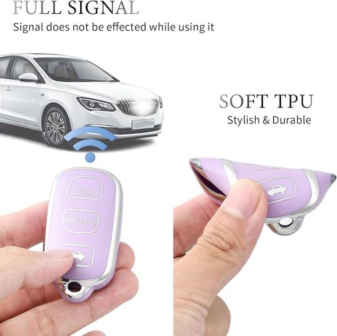 OFFCURVE Key Fob Cover with Keychain for Toyota, Soft TPU Car Key Case Protector for 2002-2006 Camry / 2002-2003 Solara Keyless Entry Remote, Silver Purple in Kuwait