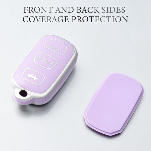 OFFCURVE Key Fob Cover with Keychain for Toyota, Soft TPU Car Key Case Protector for 2002-2006 Camry / 2002-2003 Solara Keyless Entry Remote, Silver Purple in Kuwait