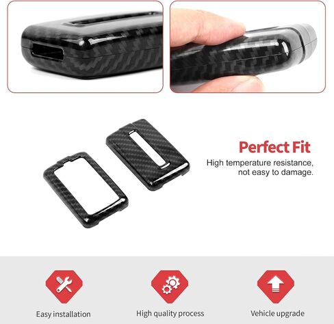 غطاء Jimen for Grand Cherokee Key Fob، حافظة مفاتيح ABS Key Fob متوافقة مع Jeep Grand Cherokee 2021-2024 (ألياف الكربون) in Kuwait