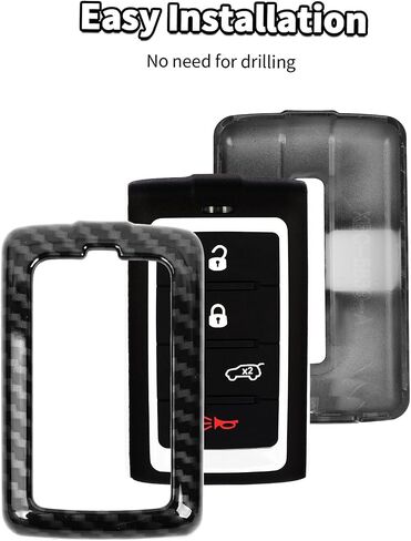 غطاء Jimen for Grand Cherokee Key Fob، حافظة مفاتيح ABS Key Fob متوافقة مع Jeep Grand Cherokee 2021-2024 (ألياف الكربون) in Kuwait
