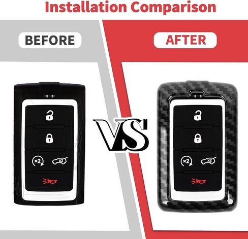 غطاء Jimen for Grand Cherokee Key Fob، حافظة مفاتيح ABS Key Fob متوافقة مع Jeep Grand Cherokee 2021-2024 (ألياف الكربون) in Kuwait