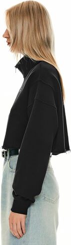 Orolay Women's Half Zip Crop Sweatshirt Long Sleeves Casual Pullover Stand Collar Fashion Outfits in Saudi Arabia