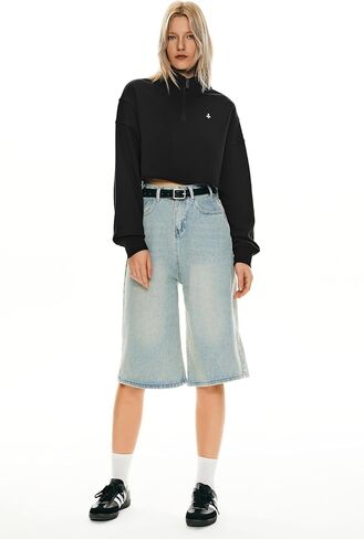 Orolay Women's Half Zip Crop Sweatshirt Long Sleeves Casual Pullover Stand Collar Fashion Outfits in Saudi Arabia