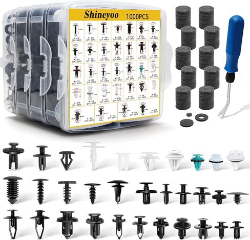 Car Retainer Clips 1101PCS Auto Fasteners Kit 32 Most Popular Sizes Fender Retainer Clips Car Rivet Clips Kit with 1 Fastener Remover for GM Ford Toyota Honda Chrysler BMW Subaru Lexus Nissan in Saudi Arabia