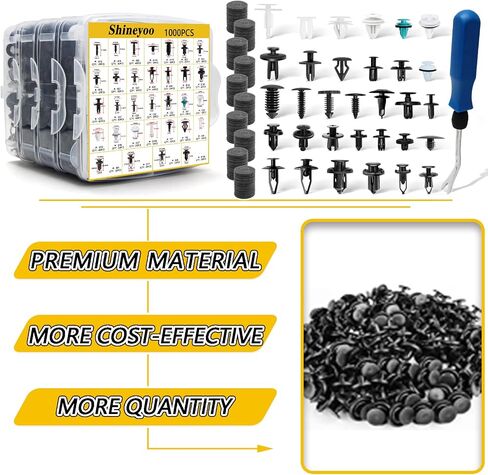 Car Retainer Clips 1101PCS Auto Fasteners Kit 32 Most Popular Sizes Fender Retainer Clips Car Rivet Clips Kit with 1 Fastener Remover for GM Ford Toyota Honda Chrysler BMW Subaru Lexus Nissan in Saudi Arabia