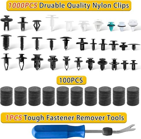 Car Retainer Clips 1101PCS Auto Fasteners Kit 32 Most Popular Sizes Fender Retainer Clips Car Rivet Clips Kit with 1 Fastener Remover for GM Ford Toyota Honda Chrysler BMW Subaru Lexus Nissan in Saudi Arabia