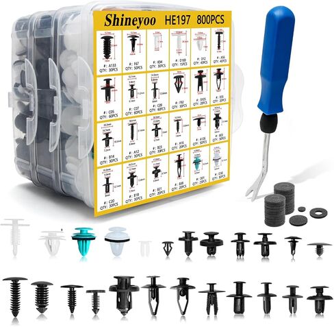 Car Retainer Clips 1101PCS Auto Fasteners Kit 32 Most Popular Sizes Fender Retainer Clips Car Rivet Clips Kit with 1 Fastener Remover for GM Ford Toyota Honda Chrysler BMW Subaru Lexus Nissan in Saudi Arabia