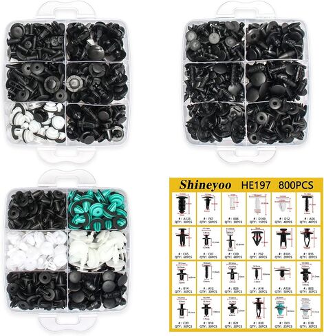 Car Retainer Clips 1101PCS Auto Fasteners Kit 32 Most Popular Sizes Fender Retainer Clips Car Rivet Clips Kit with 1 Fastener Remover for GM Ford Toyota Honda Chrysler BMW Subaru Lexus Nissan in Saudi Arabia