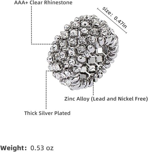Sparkling Silver/Gold Tennis Crystal Rhinestone Adjustable Stretch Elastic Ring for Women Cocktail Party Costume Jewelry in Saudi Arabia