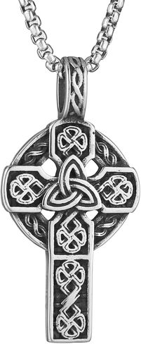 HZMAN Stainless Steel Celtic Knot Necklace for Women Men Celtic Cross Viking Rune Irish Triquetra Trinity Knot Pendant Jewelry Gift in Saudi Arabia
