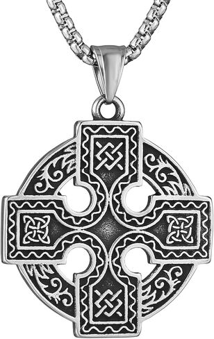 HZMAN Stainless Steel Celtic Knot Necklace for Women Men Celtic Cross Viking Rune Irish Triquetra Trinity Knot Pendant Jewelry Gift in Saudi Arabia
