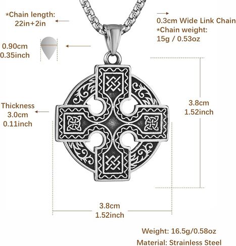 HZMAN Stainless Steel Celtic Knot Necklace for Women Men Celtic Cross Viking Rune Irish Triquetra Trinity Knot Pendant Jewelry Gift in Saudi Arabia