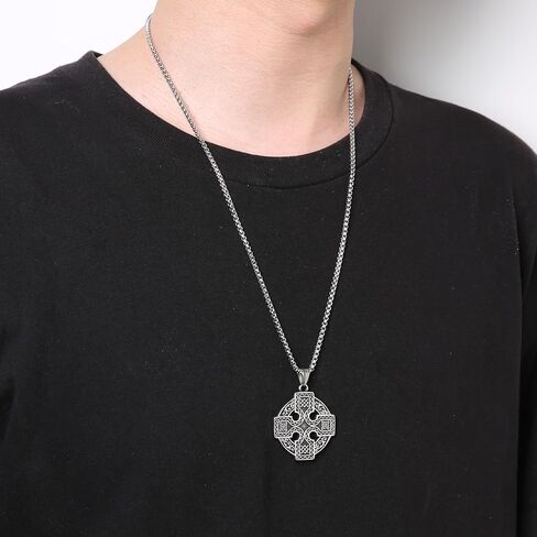 HZMAN Stainless Steel Celtic Knot Necklace for Women Men Celtic Cross Viking Rune Irish Triquetra Trinity Knot Pendant Jewelry Gift in Kuwait