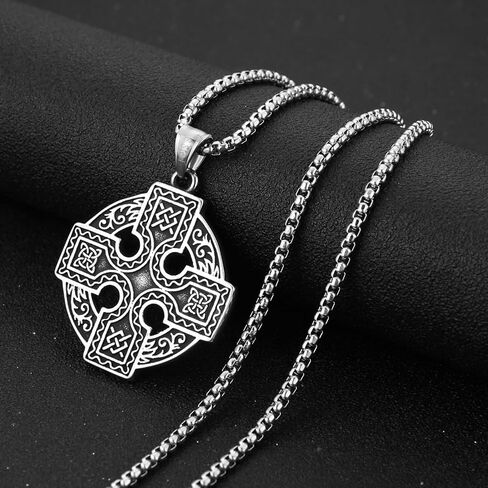HZMAN Stainless Steel Celtic Knot Necklace for Women Men Celtic Cross Viking Rune Irish Triquetra Trinity Knot Pendant Jewelry Gift in Kuwait