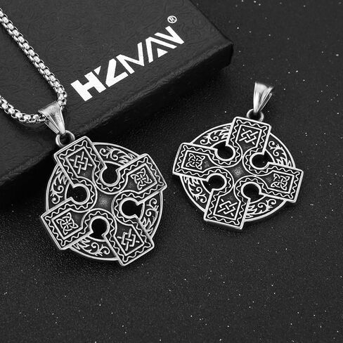 HZMAN Stainless Steel Celtic Knot Necklace for Women Men Celtic Cross Viking Rune Irish Triquetra Trinity Knot Pendant Jewelry Gift in Kuwait