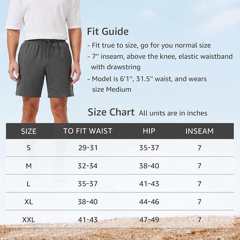 netdraw Men's Ultra Cozy Viscose Bamboo Cotton Sweat Shorts 7'' Workout Casual Lounge Gym Shorts with Pockets in Saudi Arabia