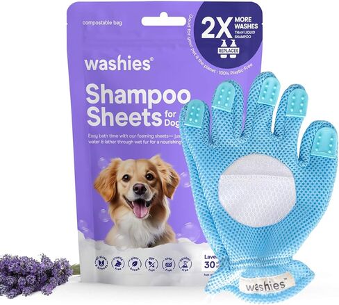 Dog Shampoo Sheets, 2X Washes Than Liquid Dog Bathing Supplies, Water Activated Puppy Shampoo & Dog Bath Supplies, Poodle Shampoo for Dog Bath, Dog Shampoo for Smelly Dogs (Lavender 30ct) in Saudi Arabia