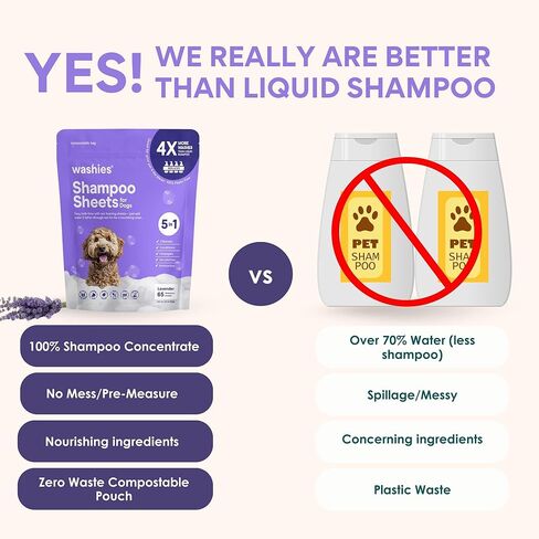 Dog Shampoo Sheets, 2X Washes Than Liquid Dog Bathing Supplies, Water Activated Puppy Shampoo & Dog Bath Supplies, Poodle Shampoo for Dog Bath, Dog Shampoo for Smelly Dogs (Lavender 30ct) in Saudi Arabia