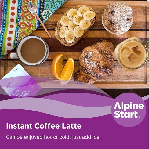 Alpine Start Latte with Benefits - Organic Instant Coffee Latte with Immunity+Focus - Non-Dairy, Vegan, Paleo, Non-GMO, (0.56oz Pack of 5) in Saudi Arabia