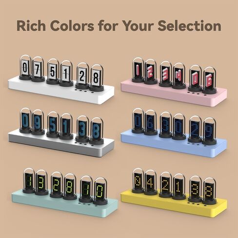 ساعة أنبوب Nixie، ساعة مكتب، التحكم في الهاتف المحمول، إضاءة خلفية RGB، أقراص رقمية مخصصة، ساعة أنبوبية لغرفة الألعاب وديكور المكتب (أبيض) in Kuwait