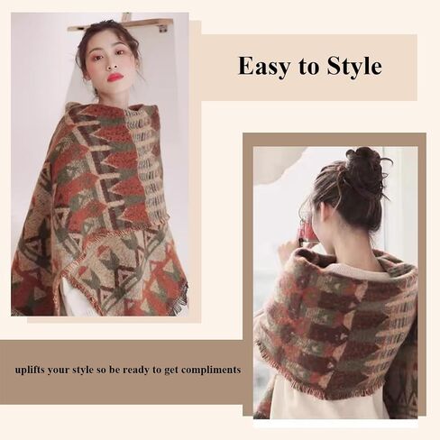 Scarf Women Stylish Open Front Cape with Exquisite Tassels - Fluffy & Comfortable Shawl Wrap for Elegant Outfits in Saudi Arabia