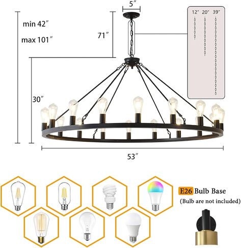 2 Tier Extra Large Wagon Wheel Chandelier 60 Inch Black Farmhouse Wagon Wheel Chandeliers 54-Light Round Industrial Ceiling Light fixtures for Outdoor Porch high Ceilings Living Dining Foyer Entryway in Saudi Arabia