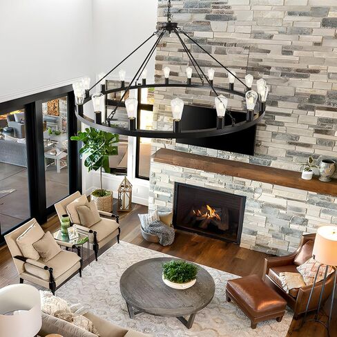 2 Tier Extra Large Wagon Wheel Chandelier 60 Inch Black Farmhouse Wagon Wheel Chandeliers 54-Light Round Industrial Ceiling Light fixtures for Outdoor Porch high Ceilings Living Dining Foyer Entryway in Saudi Arabia