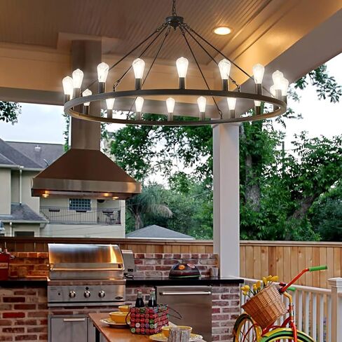 2 Tier Extra Large Wagon Wheel Chandelier 60 Inch Black Farmhouse Wagon Wheel Chandeliers 54-Light Round Industrial Ceiling Light fixtures for Outdoor Porch high Ceilings Living Dining Foyer Entryway in Saudi Arabia