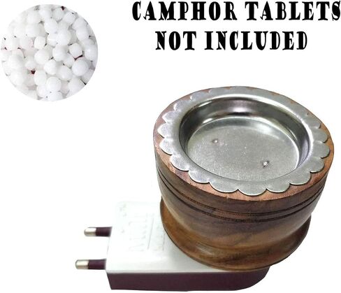 SIGNAMIO® Wooden Kapoor Kapur Dani Camphor Karpuram Aroma Oil Diffuser Incense Burner Electrical Stand Machine Holder for Home,Office (Camphor NOT Included) DN-1 in Kuwait