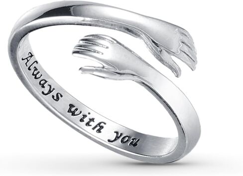 Silver Hug Ring, Adjustable Finger Ring Hugging Ring Cute Friendship Hand Rings Always with You Ring Couple Warm Embrace Hug Rings a Hug from Heaven Project Hope Rings Gift for Men Women in Saudi Arabia